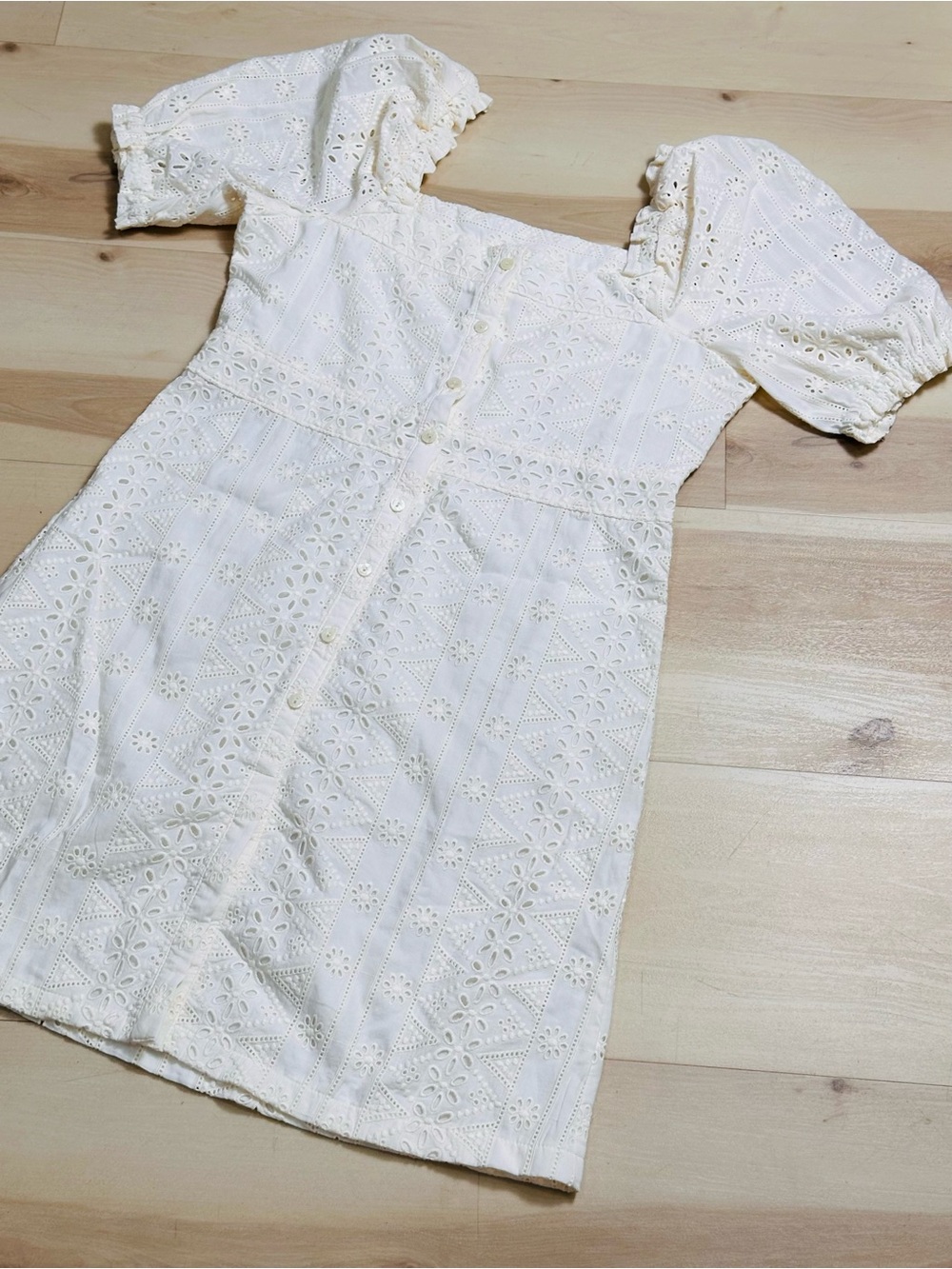 Spartina 449 Catrina Eyelet Dress Pearl White Sz S vintage-inspired French style - Picture 7 of 13